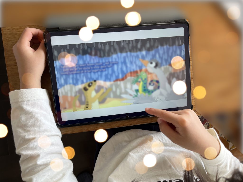 タブレットでEpicのコンテンツを読む次女